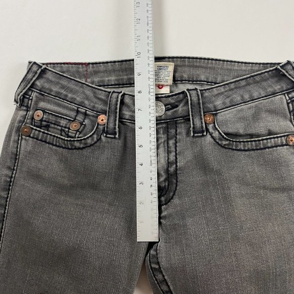 True Religion Johnny Big T Jeans Womens Size 30 x 34 Gray Black Stretch - Picture 13 of 16